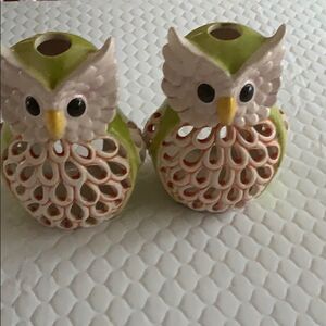 Green Owl Candleholder 